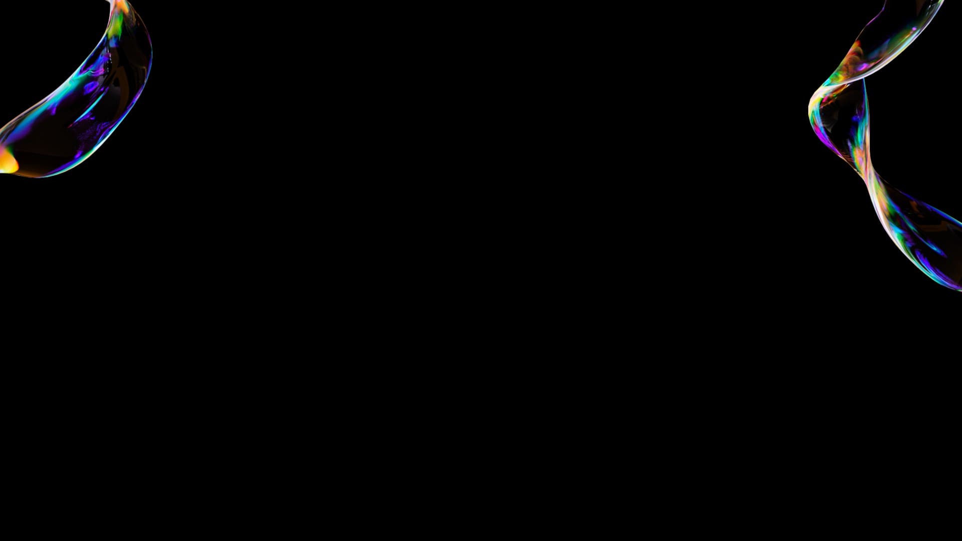 LUMITURE | Colorful Luminatie soap bubbles with iridescent surfaces float against a black background, displaying reflections and rainbow-like patterns.