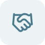 LUMITURE | Simple blue outline of two hands shaking, symbolizing agreement or partnership with Lumiture Academy, on a light gray rounded square background. LUMITURE | Simple blue outline of two hands shaking, symbolizing agreement or partnership with Lumiture Academy, on a light gray rounded square background.