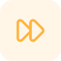LUMITURE | Two orange forward arrows outlined side by side on a light beige rounded square background. LUMITURE | Two orange forward arrows outlined side by side on a light beige rounded square background.